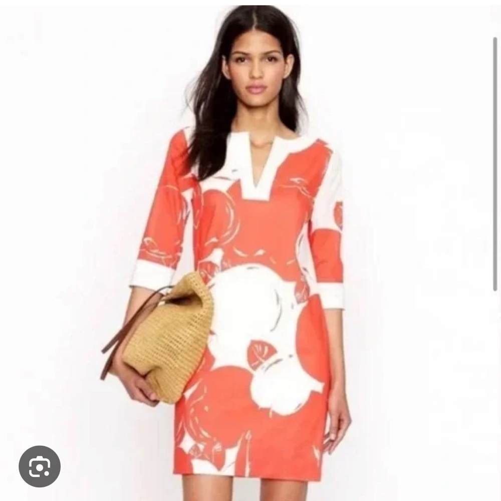 J. Crew Orange and White Floral Mini Dress